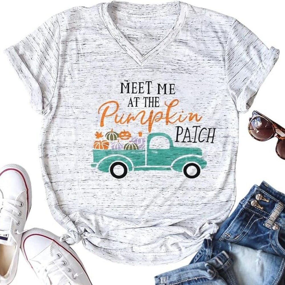 MAXIMGR Meet Me at The Pumpkin Patch Shirt Fall Shirt Pumpkin Truck Medium